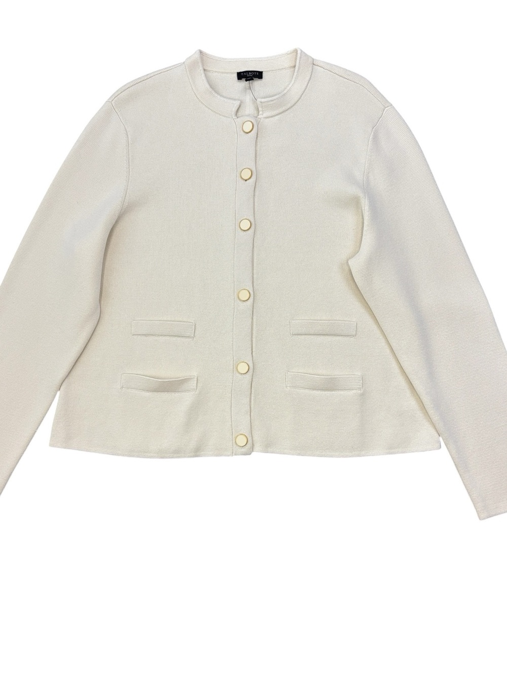 Talbots Ivory Button-Front Knit Cardigan
